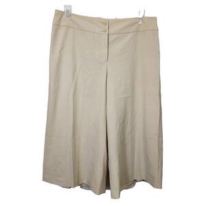 Josephine Chaus Gaucho Capri Pants Wide Leg Womens Size 16 Beige Flare Stretch